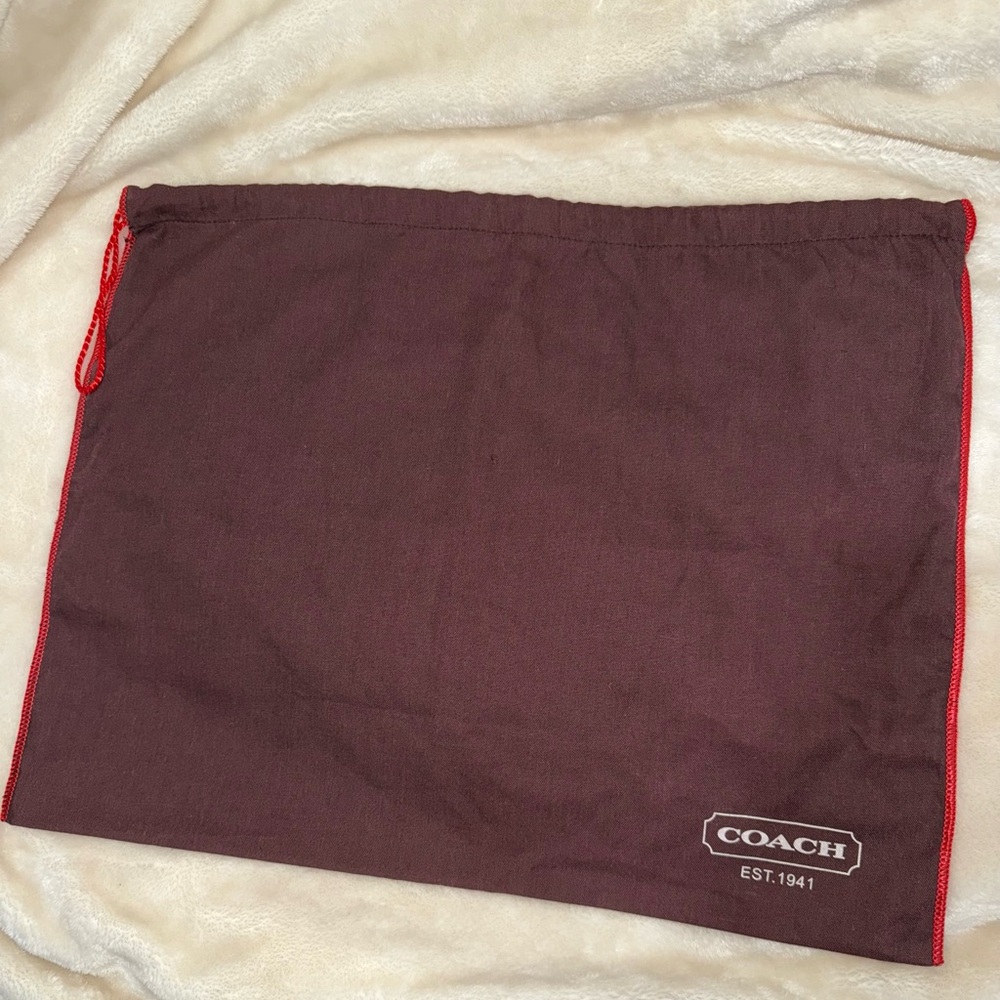 Authentic Coach Dust Bag, Brown with Red Trim Like New 14x19